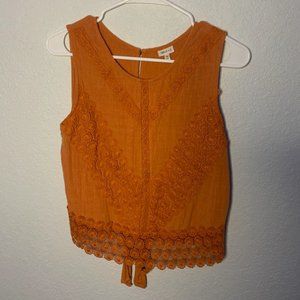 Burnt-Orange Self E Lace Tank